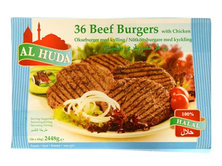 Alhuda Beef Burgare 4 x (36 x 68g)